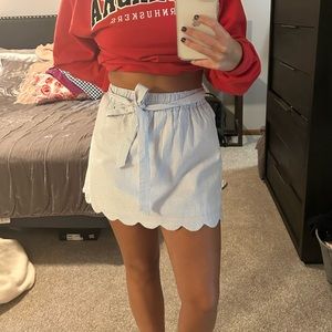 Scalloped skirt with attached and removable belt